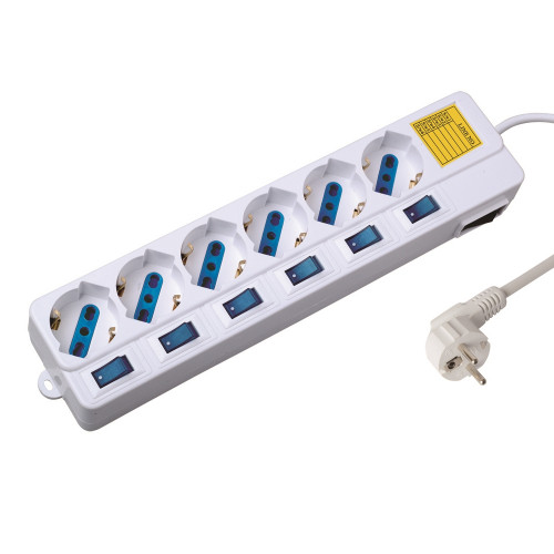 Extensão Elétrica EWENT EW3932 (6 Tomadas - Tipo F - Branco) Ewent - Filtros de linha e supressores de surtos - 6 tomas, proteção contra sobrecargas, interruptor iluminado, proteção infantil