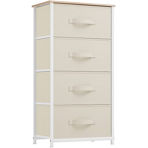 Armário de Madeira YITAHOME com 4 Gavetas (Creme - 90x40x80cm) YITAHOME - Comodas - armario, madeira, 4 gavetas, creme