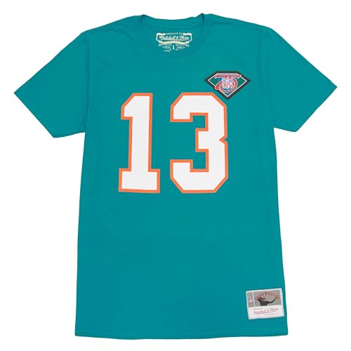 T-shirt para Homem MITCHELL & NESS Miami Dolphins Dan Marino Preto para Futebol (XXL) Mitchell & Ness - Camisas e tops - miami dolphins, dan marino, futebol, algodão, xxl
