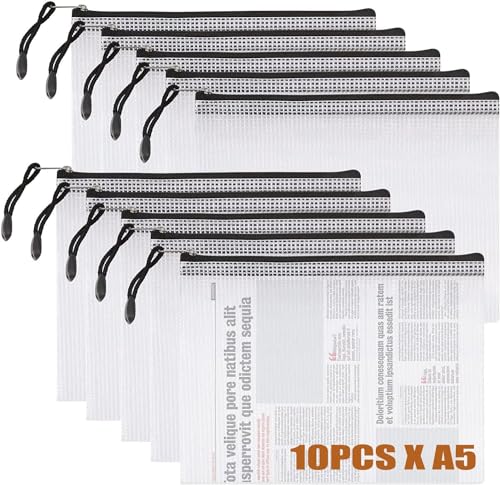 Bolsas de Arquivo A5 10 Unidades (Recondicionado Como Novo) VEUWOLM - Pastas de arquivo - bolsas arquivo, A5, 10 unidades, pvc, fecho éclair