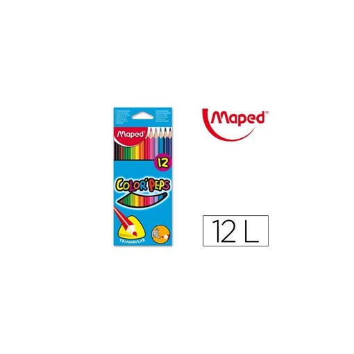 Lápis de Cor MAPED Color'Peps Classic (12 Un) Maped - Lápis - cores vivas, mina resistente, formato triangular, 12 unidades