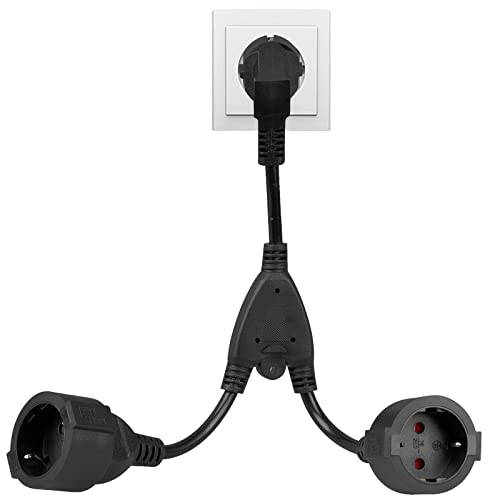 Adaptador de energia AWEOTHE Double socket Aweohtle - Fios e cabos elétricos - tomada x2, preto, antiestático, interruptor