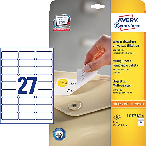 Etiqueta para Impressão Avery L4737REV-25 AVE - Papel de impressora e copiadora - etiqueta, impressão, avery, l4737rev-25