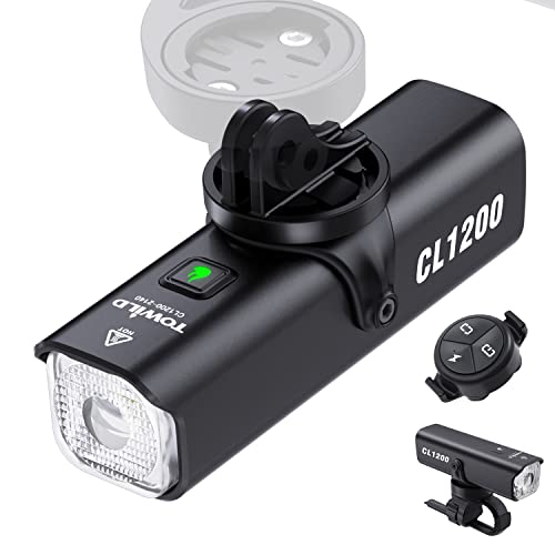 Lanterna de bicicleta de 1200 lúmenes - luz frontal recarregável por USB de 4000 mah, impermeável ipx6 TOWILD - Luzes de segurança e refletores esportivos - 1200 lúmenes, frontal, recarregável, usb, ipx6