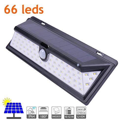 Aplique Solar Led Exterior Jandei 65 Leds Ip64 Jandei - Iluminação de caminho na paisagem - 65 LEDs, IP64, sensor pir, bateria iões lítio