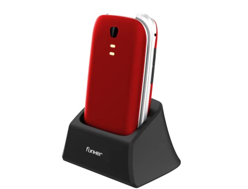 Telefone FUNKER E200 MAX AUDIO 2 (2.4'' - Vermelho) Funker - Telemóveis - audio pro, ecrã XXL, teclado parlante, botão sos, bateria 1000 mah