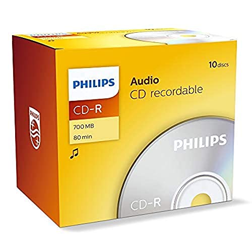 Disco de Rolo PHILIPS CDRW 80M 10 PCS (10 unidades) Philips - Mídias vazias - 80 min, CD-DA, jewel case, 10 unidades
