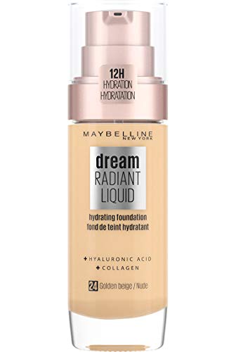 Base MAYBELLINE Dream Satin Liquid Foundation 24 Golden Beige MAYBELLINE - Maquiagem facial - hidratante, cobertura natural, melão, aloe vera