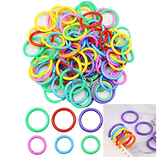 Hocadon 100 Unidades Anéis de Livros Encadernar Color Mobci - Prendedores de latão - plástico, multicolor, 100 unidades, 20mm/28mm