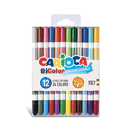 Marcador CARIACA Multicor (12 unidades) Carioca - Instrumentos de escrita e desenho - multicor, 12 unidades, bi-color, ponta grossa