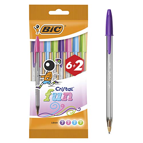 Esferográfica Bic Cristal Large Fashion Colors BIC - Canetas - 1.6mm, médio traço, azul, design hexagonal