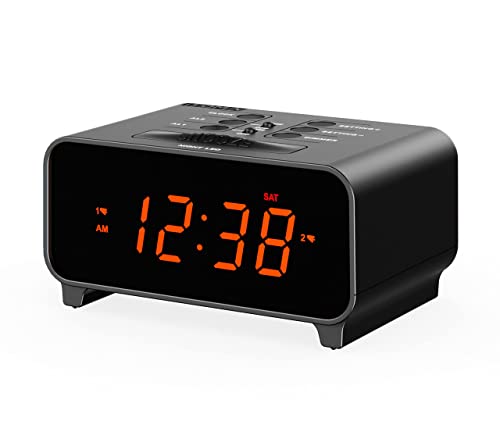 Despertador iTOMA com luz e alarme duplo (Laranja - Digital - Função Snooze) iTOMA - Relógios de Parede - despertador, luz, alarme duplo, snooze