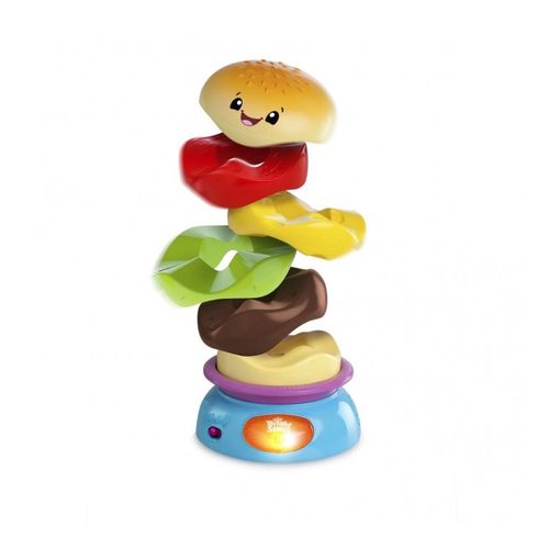 Brinquedo de atar e amarrar GOLIATH Hamburguesa loca BRIGHT STARTS - Brinquedos de empilhar e encaixar - brinquedo, atar, amarrar, goliath, hamburguesa loca, bebé, botões com luzes, peças caem apilhadas, música, movimento divertidos