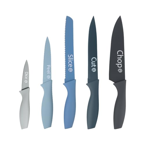 Conjunto de Facas de Cozinha MASTER CHEF (Azul) Masterchef - Facas de cozinha - 5 peças, inox, polipropileno, 20 cm