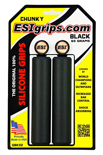 Grip de Bicicleta ESI Chunky MTB Grip (Preto) ESI Grips - Peças de automóveis - silicone, preto, manete, 6,5x1,2x7 cm