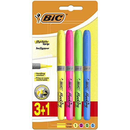 Marcador Flutuante BIC Highlighter Grip 4 Cores BIC - Marcadores e marcadores de texto - flutuante, 4 cores, grip