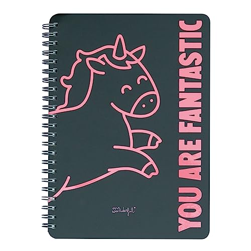 Caderno Quadriculado MR. WONDERFUL Preto Unicórnio (A4) Mr. Wonderful - Cadernos e bloco de notas - quadriculado, papel sem ácidos, margens coloridas, perfurado