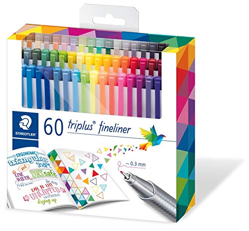 Caneta Fineliner STAEDTLER Triplus Multicor (Caixa de 60) Staedtler - Canetas - traço fino, ponta de metal, tinta lavável, 60 unidades