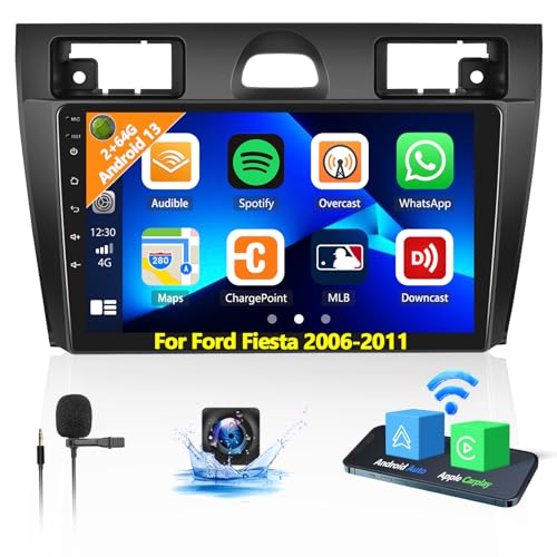 Autorrádio Oliehu 2G+64G Android 13 2din Carplay Android Auto para Ford Fiesta MK5 MK6 2006-2011 OiLiehu - Aparelhos de áudio e vídeo para veículos e sistemas de painel - autoradio, oliveira, android 13, 2 din, carplay, ford fiesta