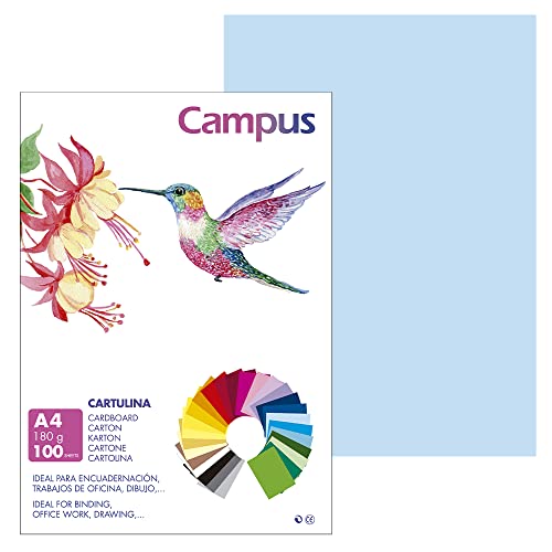 Papel Campus Azul Celeste A4 100 Unidades CART.A4 AZL.C - Papel de arte e artesanato - a4, 100 unidades, 180g/m², céu azul