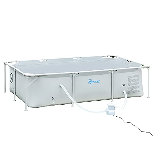Piscina Tubular OUTSUNNY | 252 x 152 x 65 cm - Cinzento Outsunny - Piscinas - piscina tubular, outsunny, 252x152x65cm, cinzento