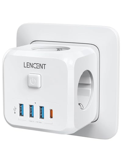 Cubo de Tomada LENCENT com 7 Tomadas (4000 W) LENCENT Technology Co.,Ltd. - Tomadas e soquetes de energia - 7 tomadas, 4000 W, alumínio, usb a