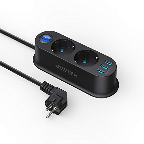 Extensão Elétrica BESTEK 2 x 2500W com 3 Portas USB BESTEK GLOBAL LTD - Fios e cabos elétricos - extensão elétrica, bestek, 2x2500w, 3 portas usb