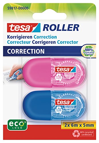 Fita Correctora TESA Mini Roller (Azul e Rosa) TESA - Correção de fluídos, canetas e fitas - ergonómica, fácil de usar, capa de proteção