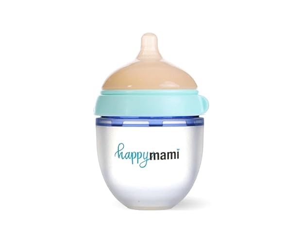 Biberão HAPPYMAMI Silicone Azul (150 ml) HappyMami Lactancia - Biberões - 150 ml, silicone médica, anti-cólicas, lavável