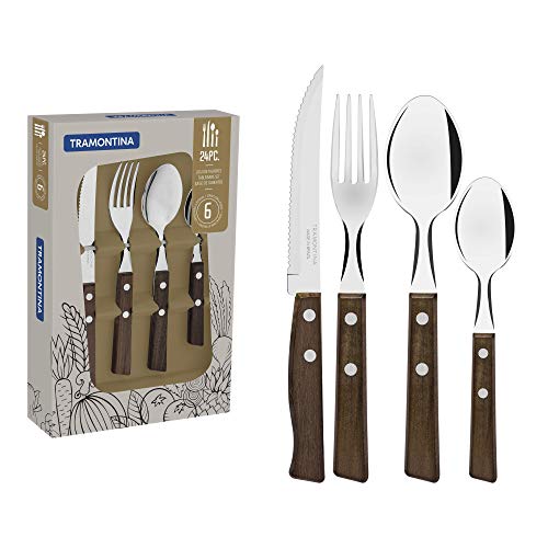 Conjunto de Talheres TRAMONTINA 24 Peças (Material: Aço Inoxidável) TRAMONTINA - Jogos de talheres - 24 peças, aço inoxidável, garfos de carne, colheres