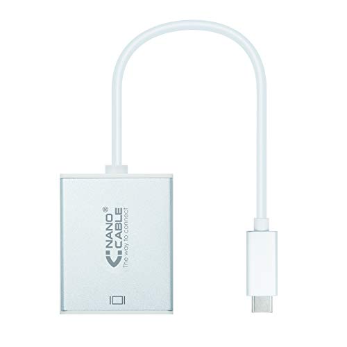 Adaptador de Cabo de Vídeo NANOCABLE 10.16.4101 0.1m USB C VGA (D-Sub) Prateado NANOCABLE - Adaptadores de cabos de áudio e vídeo - usb-c, vga, 0.1m, prateado