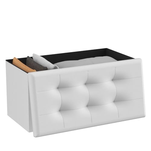 Banco de Arrumação T-LOVENDO Puff Branco (MDF) T-LOVENDO.ES - Conjuntos de móveis - MDF, gaveta, almofada, 2 compartimentos