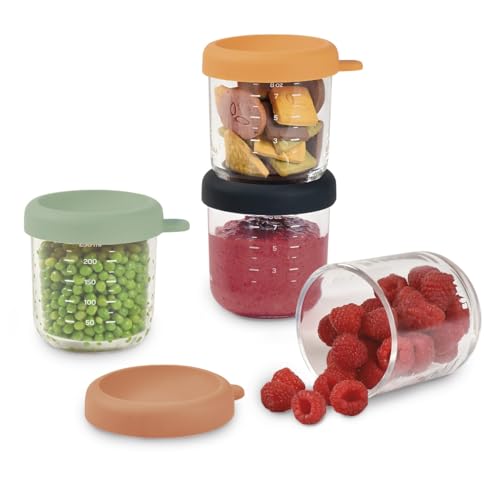 Conjunto de 4 recipientes de conservação BÉABA Beaba - Utensílios de Cozinha - 4 recipientes, vidro, tampa de silicone, 250ml