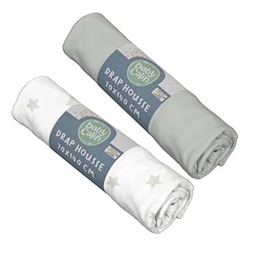 Lençol para Berço BabyCalin 2 Lençóis Ajustáveis Babycalin - Lençóis - 2 lençóis, ajustáveis, estampado estrelas, algodão