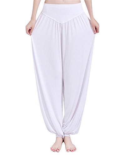 Calças para Mulher DIANSHAO ELASTIC 100% Poliéster Branco para Fitness (L) DianShao - Roupa - poliéster, fitness, branco