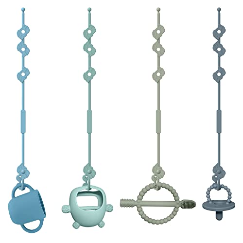 Conjunto de 4 Cintos de Segurança para Brinquedos SILICONA CLDY - Clipes e suportes para chupetas - 4 cintos, silicone, branco, fácil de limpar