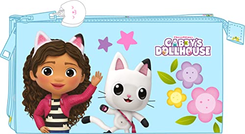 GABBYS DOLLHOUSE Triplas Estojo (Idade Mínima Recomendada: 4 anos) safta - Estojos para canetas e lápis - estúdio, arte, triplas, fecho de correr