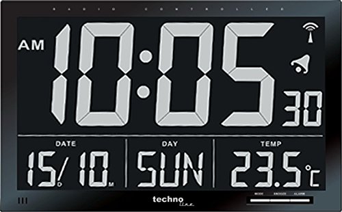 Relógio Digital TECHNOLINE WS 8007 (Preto) Technoline - Relógios de parede - display LED, alarme, despertador, cronómetro, temperatura