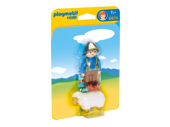 Figuras de Ação PLAYMOBIL 1.2.3 - Sheperd com Ovelhas PLAYMOBIL - Conjuntos de brinquedos - sheperd, ovelhas, crianças, peças reduzidas