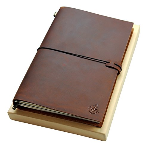 Caderno de Viagem Muvit Diary Leather Grande Wanderings - Cadernos e bloco de notas - couro, 90 páginas, tamanho grande, tampa