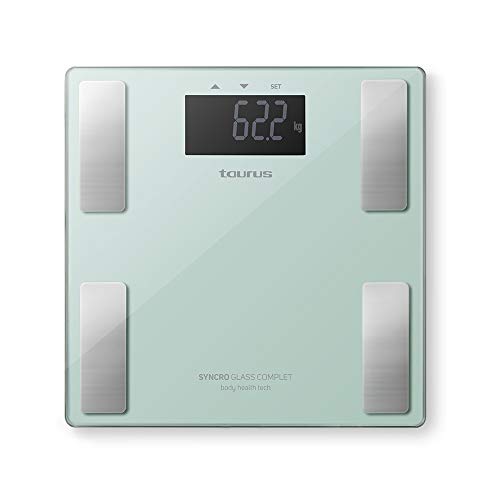 Balança Digital TAURUS Syncro Glass Complet (Peso máximo 180 kg) Taurus - Balanças de peso corporal - digital, vidro temperado, visor LED, massa gorda, massa óssea