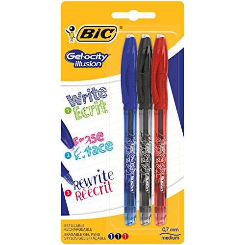 Esferográfica de Tinta Permanente BIC Gelocity Illusion Preto (3 unidades) BIC - Canetas - recarregável, preto, 7 mm