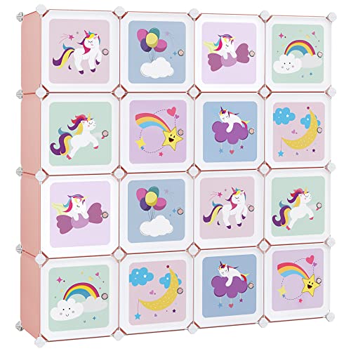 Armário Infantil SONGMICS com 16 Cubos (Rosa - 123x31x123cm) SONGMICS - Conjuntos de móveis - armário infantil, songmics, 16 cubos, rosa, 123x31x123cm