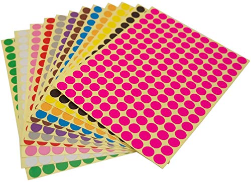 Etiquetas Autocolantes Coloridas 8Mm 16 Cores/Peça 3900 Unidades Rmeet - Etiquetas e tags - autocolantes, coloridas, 16 cores, 3900 unidades