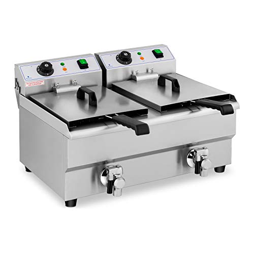 Fritadeira Elétrica Dupla com Mangueira de Cozinha de Restaurante ROYAL CATERING RCEF 10DB Royal Catering - Aquecedores de pratos e travessas - fritadeira, dupla, mangueira, restaurante