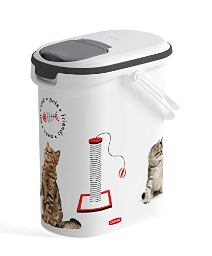 Comedouro para Gato CURVER (Branco - Plástico) Curver - Recipientes de comida para animais de estimação - 4 kg, tampa de ligação, alça transportadora, design moderno