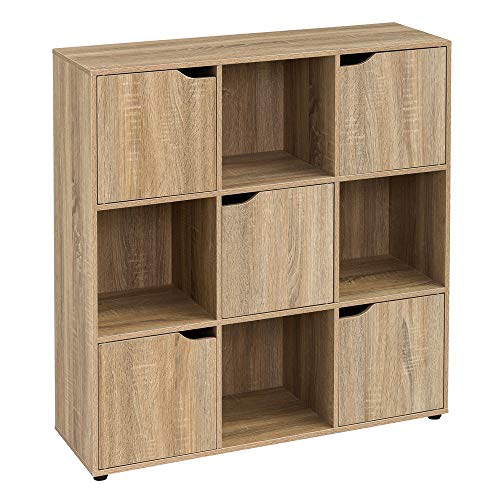 Estante de Armário de Madeira com Porta LOLAHOME | Castanho LOLA HOME - Estantes e prateleiras de pé - madeira, porta, castanho