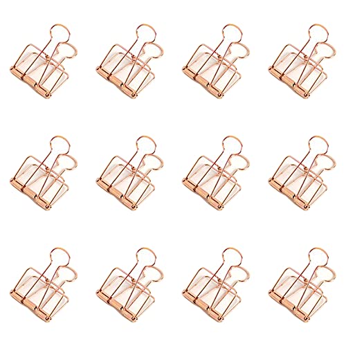 Caixa com 12 Agarradores de Metal ANLLER Rosa Dourado Anller - Clipes de papel e grampos - metal, agarradores, rosa dourada