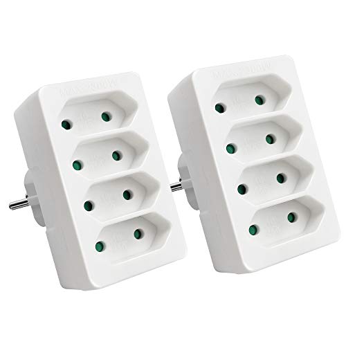 Adaptador de Energia EXTRASTAR 4 em 1 com 4 Tomadas Schuko EXTRASTAR - Fios de extensão - 4 tomadas, schuko, adaptador