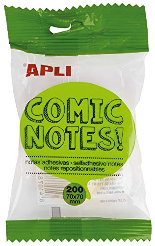 Bloco de Notas Autocolante APLI 16278 (70 x 70 mm) APLI - Notas autoadesivas - adesivos, fatias de cómics, 200 folhas, cores fluorescentes